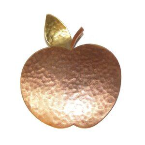Vintage Hammered Brass and Copper Apple Pin‎